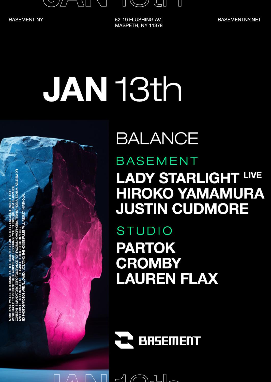 Balance: Lady Starlight / Hiroko Yamamura / Justin Cudmore / Partok / Cromby / Lauren Flax