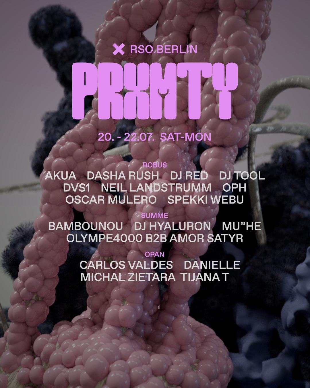 Prxmty W/ Dvs1, Oscar Mulero, Bambounou, Dasha Rush, Olympe4000 B2B Amor Satyr, Tijana T