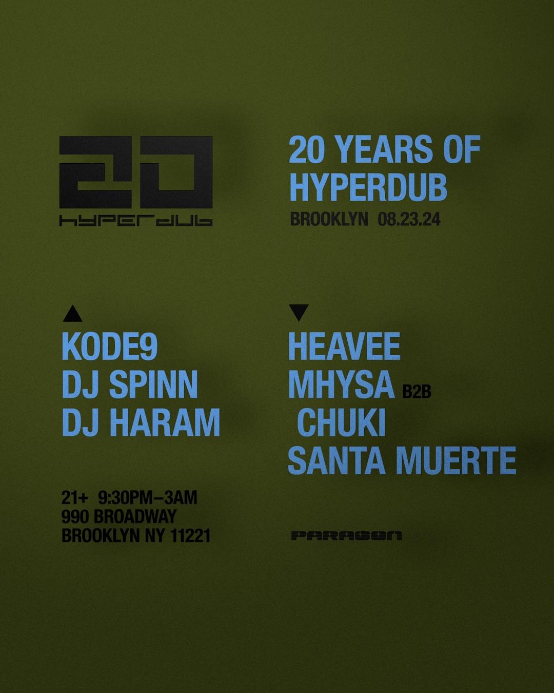 20 Years Of Hyperdub: Kode9, Dj Spinn, Dj Haram + Heavee, Mhysa B2B Chuki, Santa Muerte