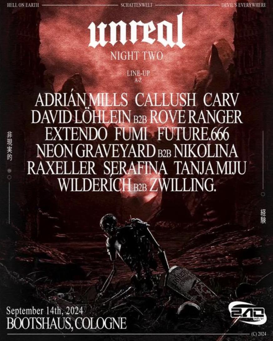 Unreal Weekender Night Ii X Carv, Raxeller, Callush, Nikolina, Neon Graveyard, Adrián Mills