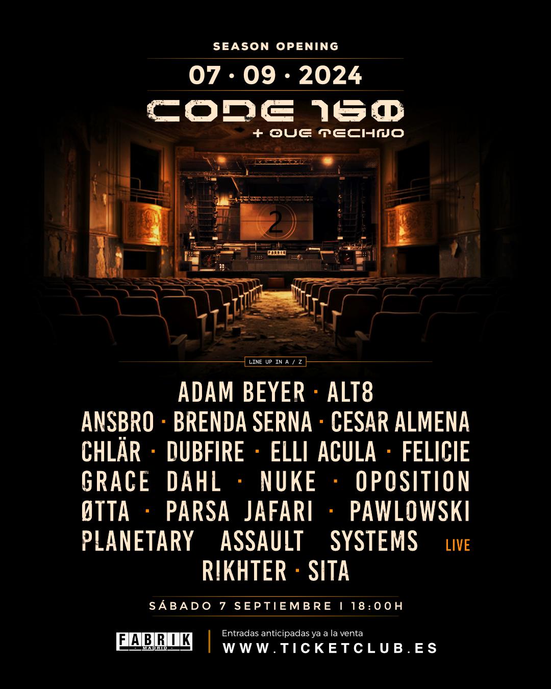 Code 160 In Fabrik With Adam Beyer, Chlär, Dubfire And Much More