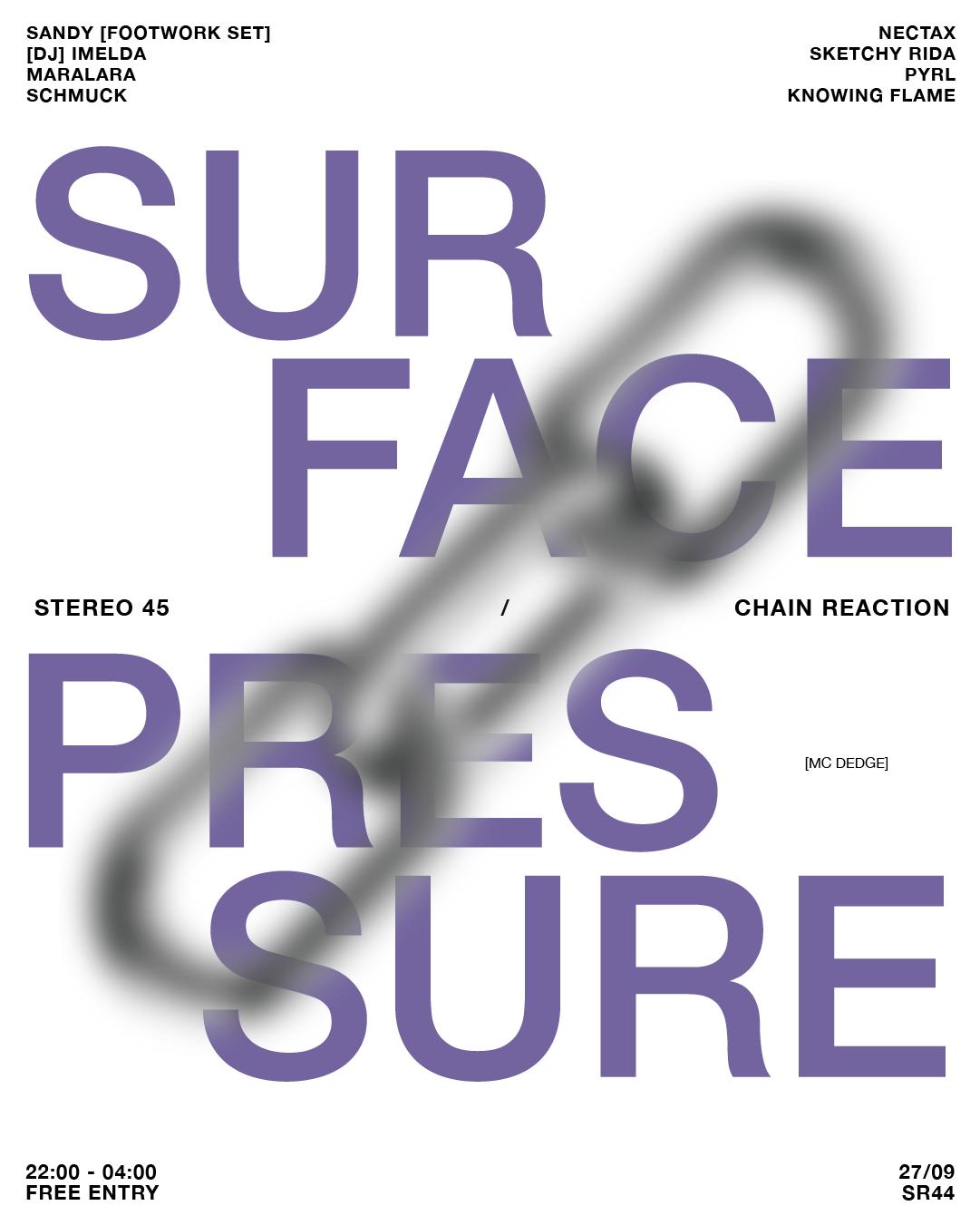 Chain Reaction & Stereo 45: Surface Pressure (Free Entry)