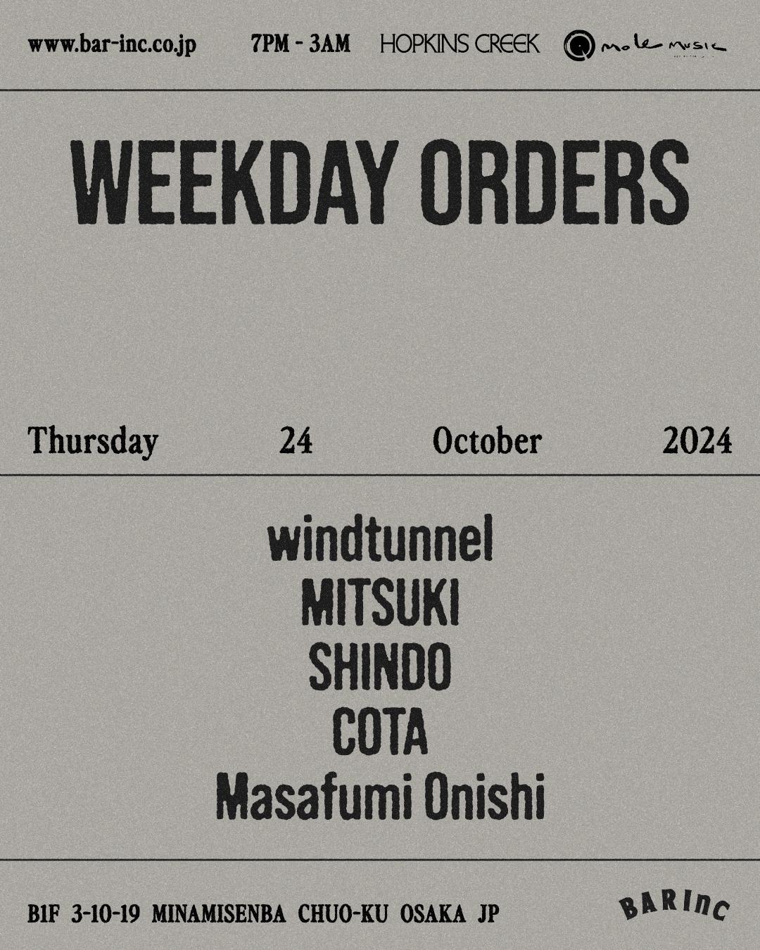 Weekday Orders