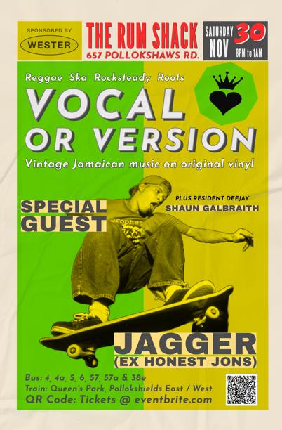 Vocal Or Version: Vintage Jamaican Music On Original Vinyl - Special Guest: Jagger