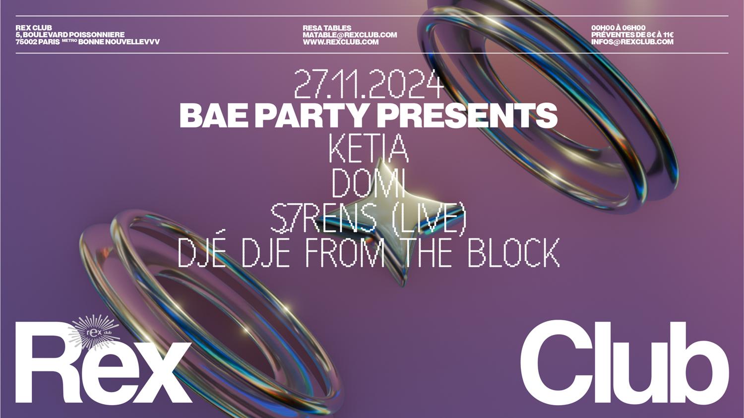 Bae Party Presents: Ketia, Domi, S7Rens (Live), Djé Djé From The Block