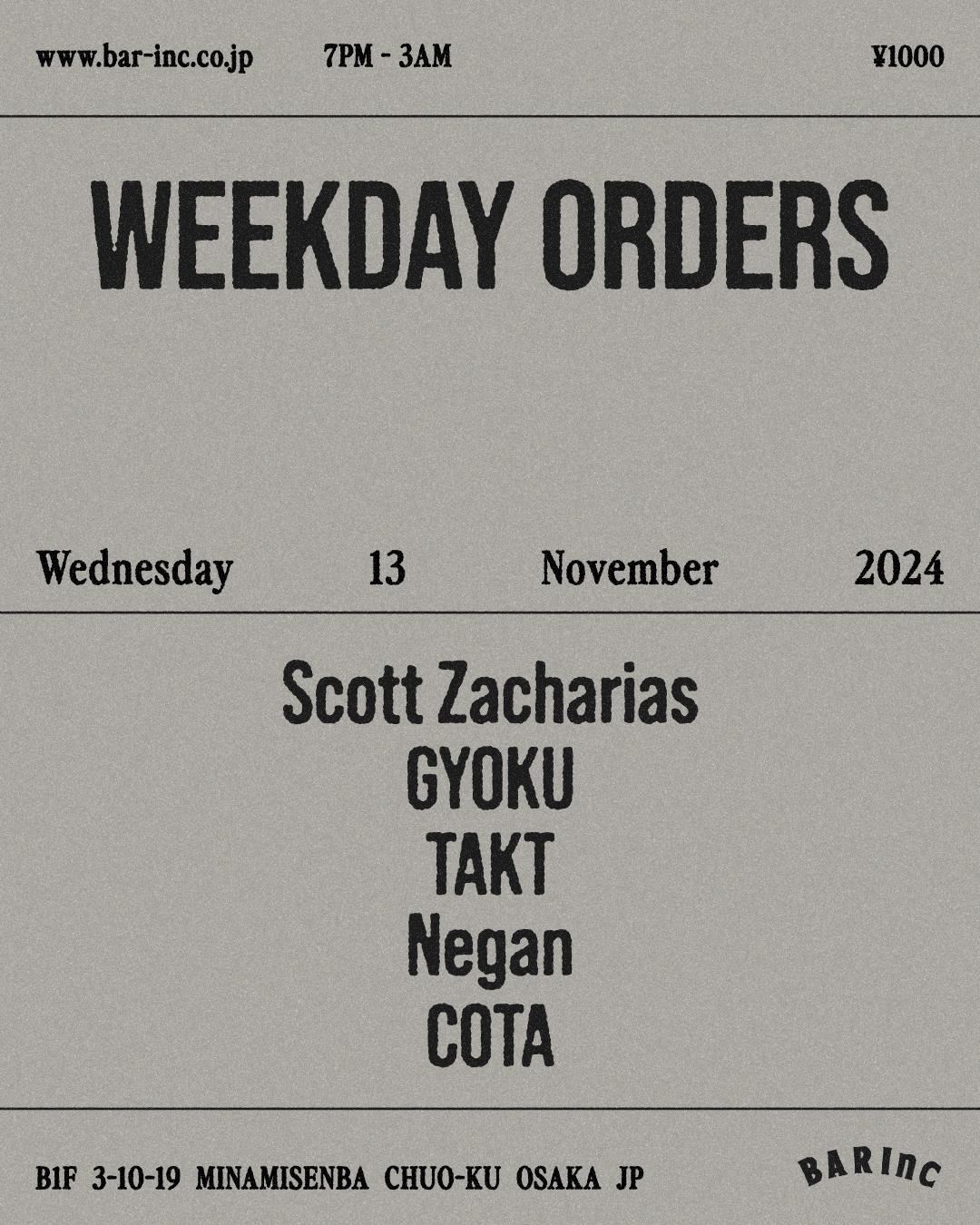 Weekday Orders