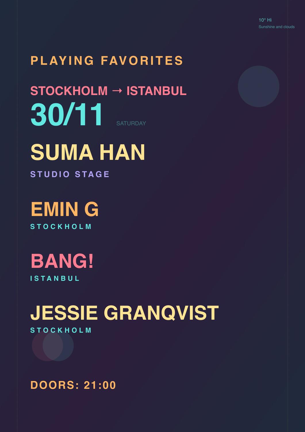 Stockholm → Istanbul: Jessie Granqvist Bang! Emin G