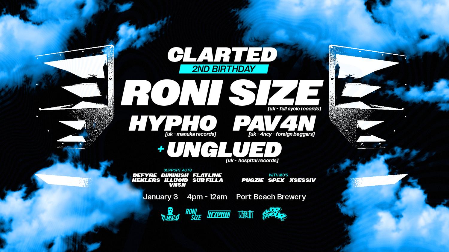 Clarted 2Nd Birthday Feat. Roni Size, Hypho, Pav4N + Unglued