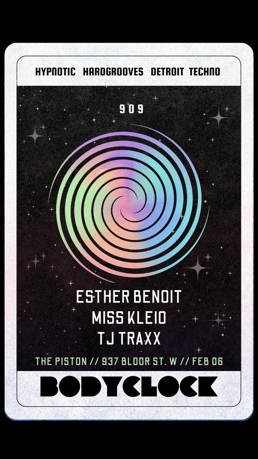 Bodyclock Techno With Miss Kleio, Esther Benoit, Tj Traxx