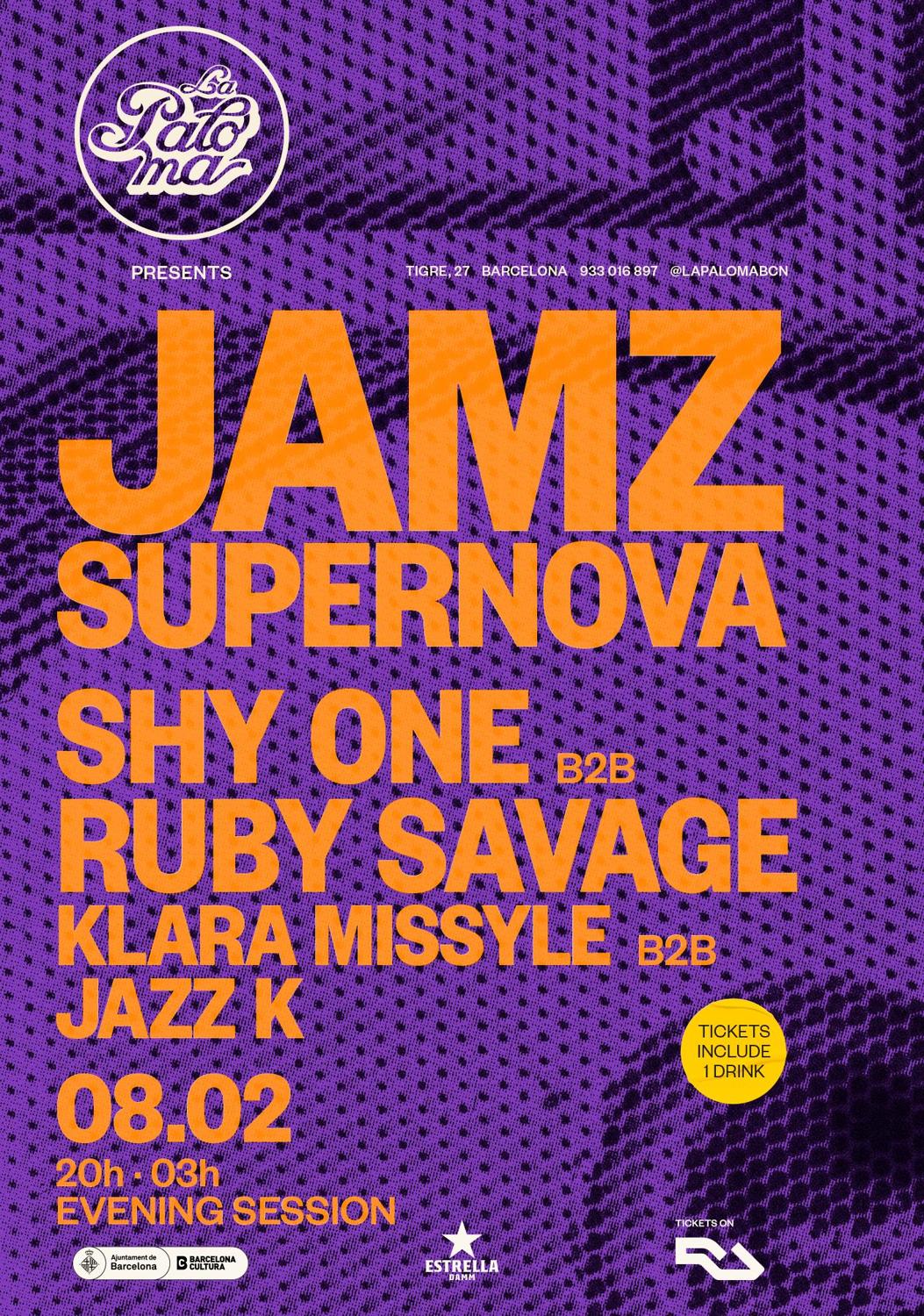 La Paloma Presents: Jamz Supernova + Shy One + Ruby Savage + Klara Missyle + Jazz K