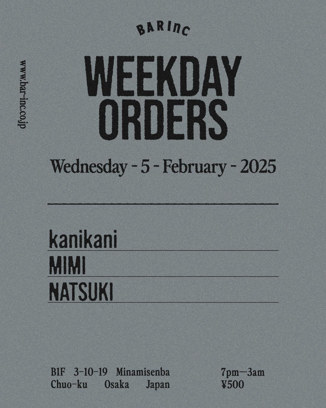 Weekday Orders