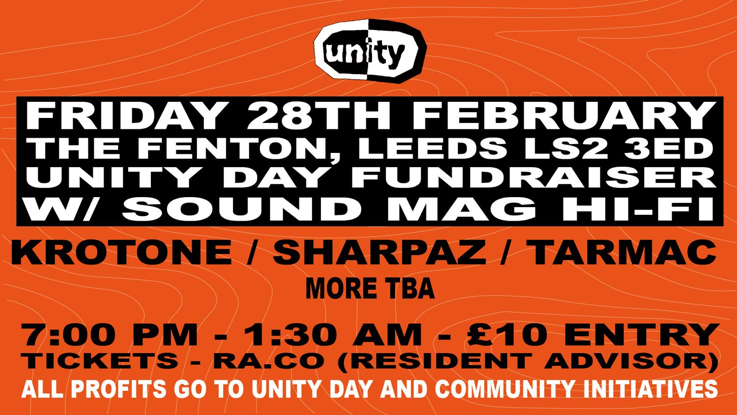 Unity Day Fundraiser - Krotone, Sharpaz, Sound Mag Hi-Fi, More Tbc