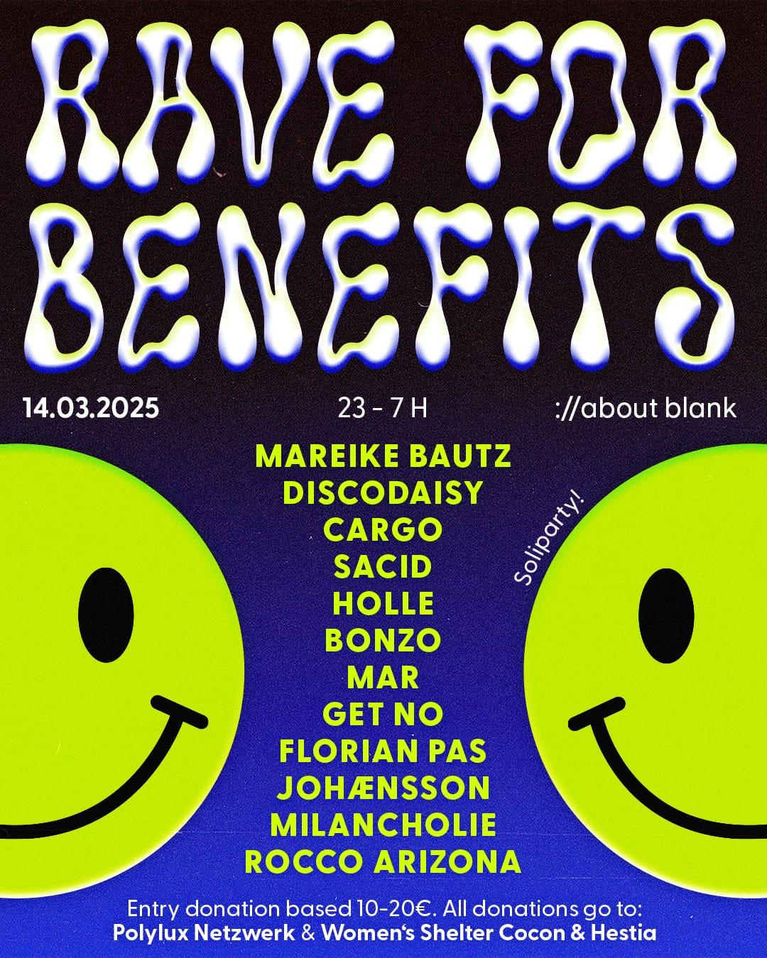 Rave For Benefits - Soliparty With Cargo , Sacid , Mareike Bautz & Many More (Box Office)