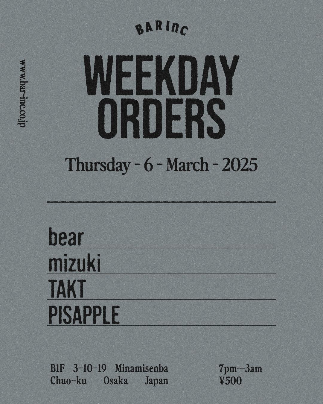 Weekday Orders