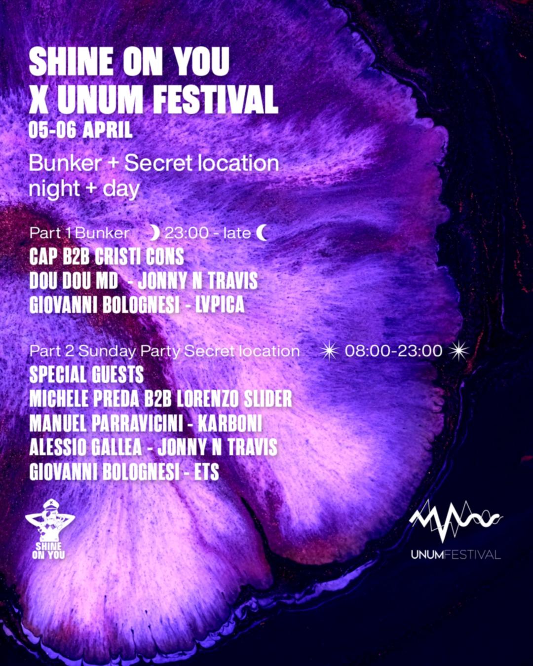 Shine On You X Unum Festival Pres. Cristi Cons, Cap, Doudou Md