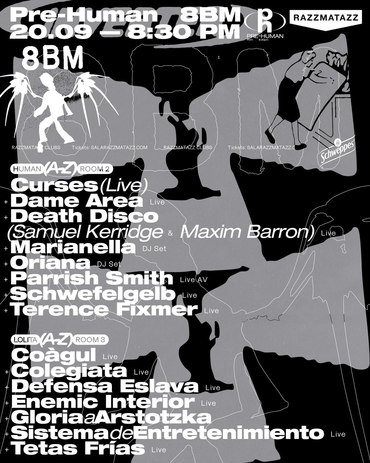 Pre-Human 8Bm: Curses, Dame Area, Death Disco, Parrish Smith, Schwefelgelb, Terence Fixmer