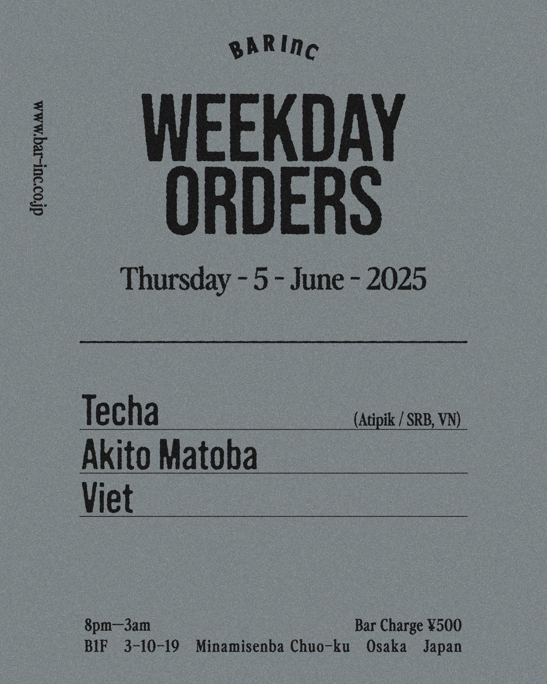 Weekday Orders