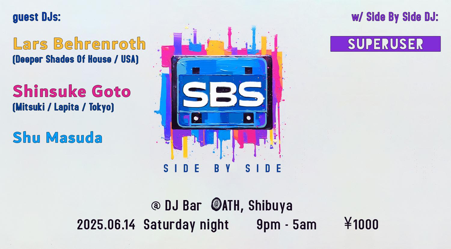 Side By Side <> With Guest Djs: Lars Behrenroth (Dsoh / Usa) & Shinsuke Goto (Mitsuki)