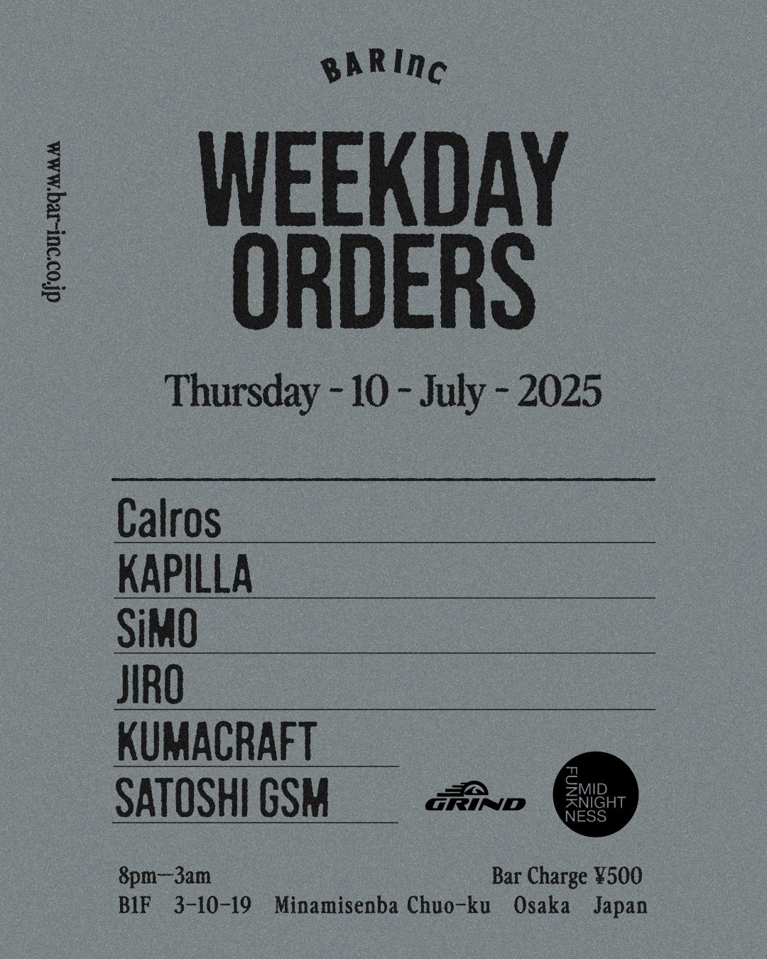 Weekday Orders