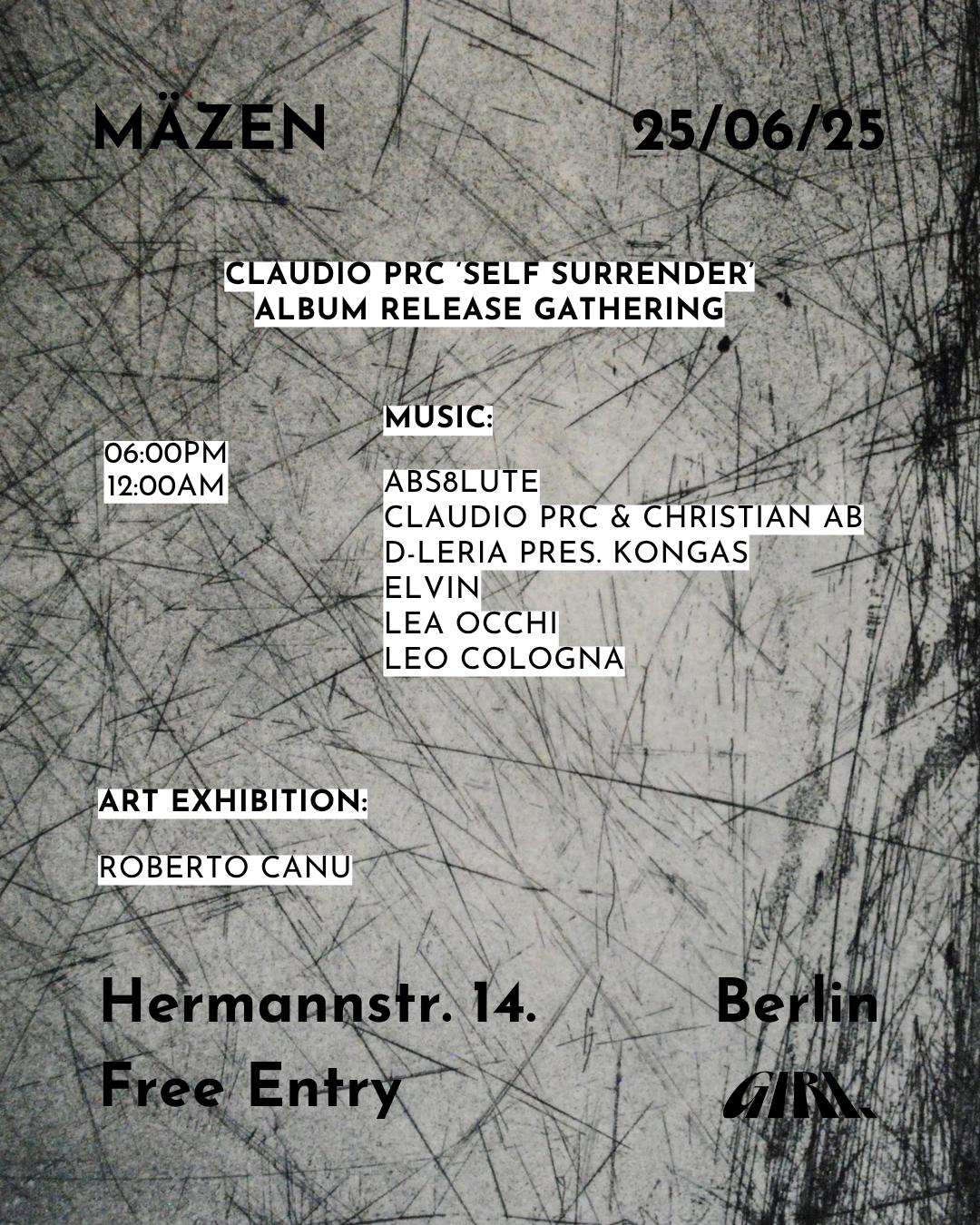 Mäzen Xi°: Claudio Prc 'Self Surrender' Album Release Gathering