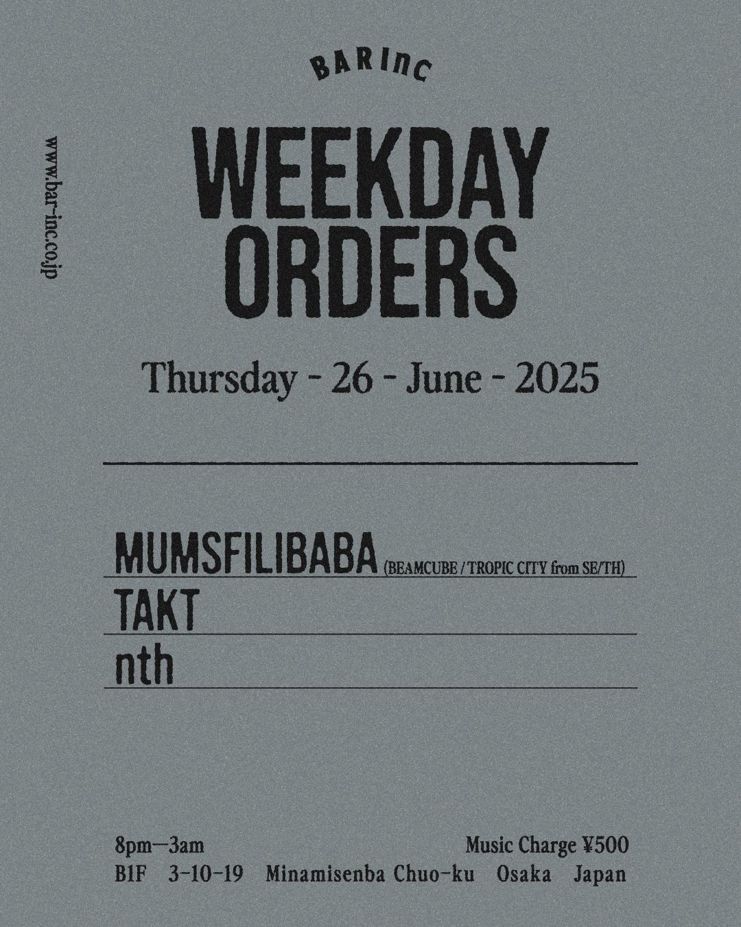 Weekday Orders