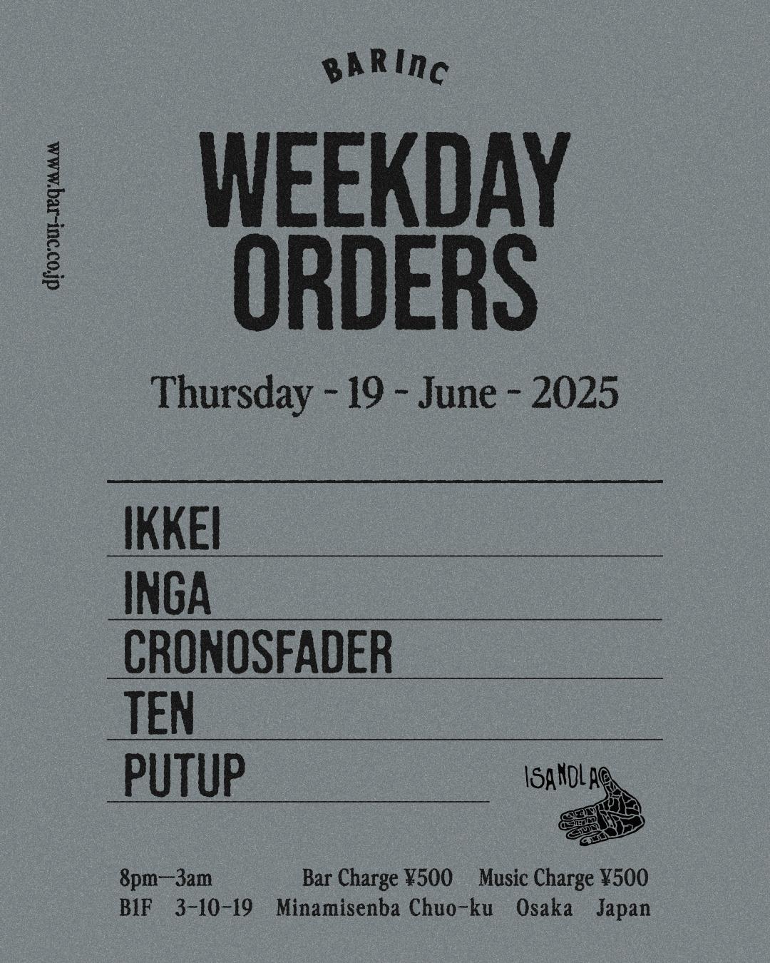 Weekday Orders