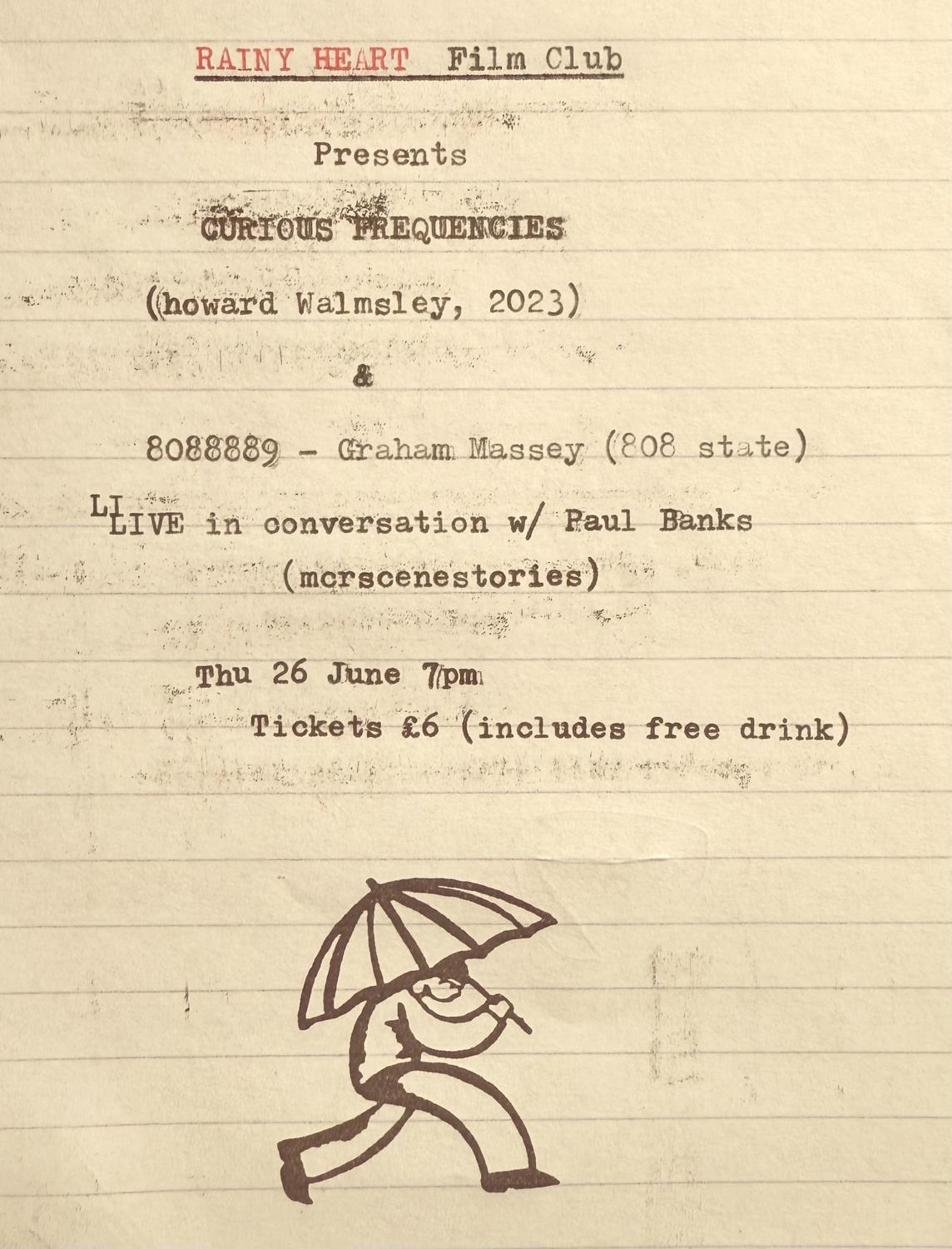 Rainy Heart Film Club Presents Curious Frequencies With Graham Massey Live Conversation
