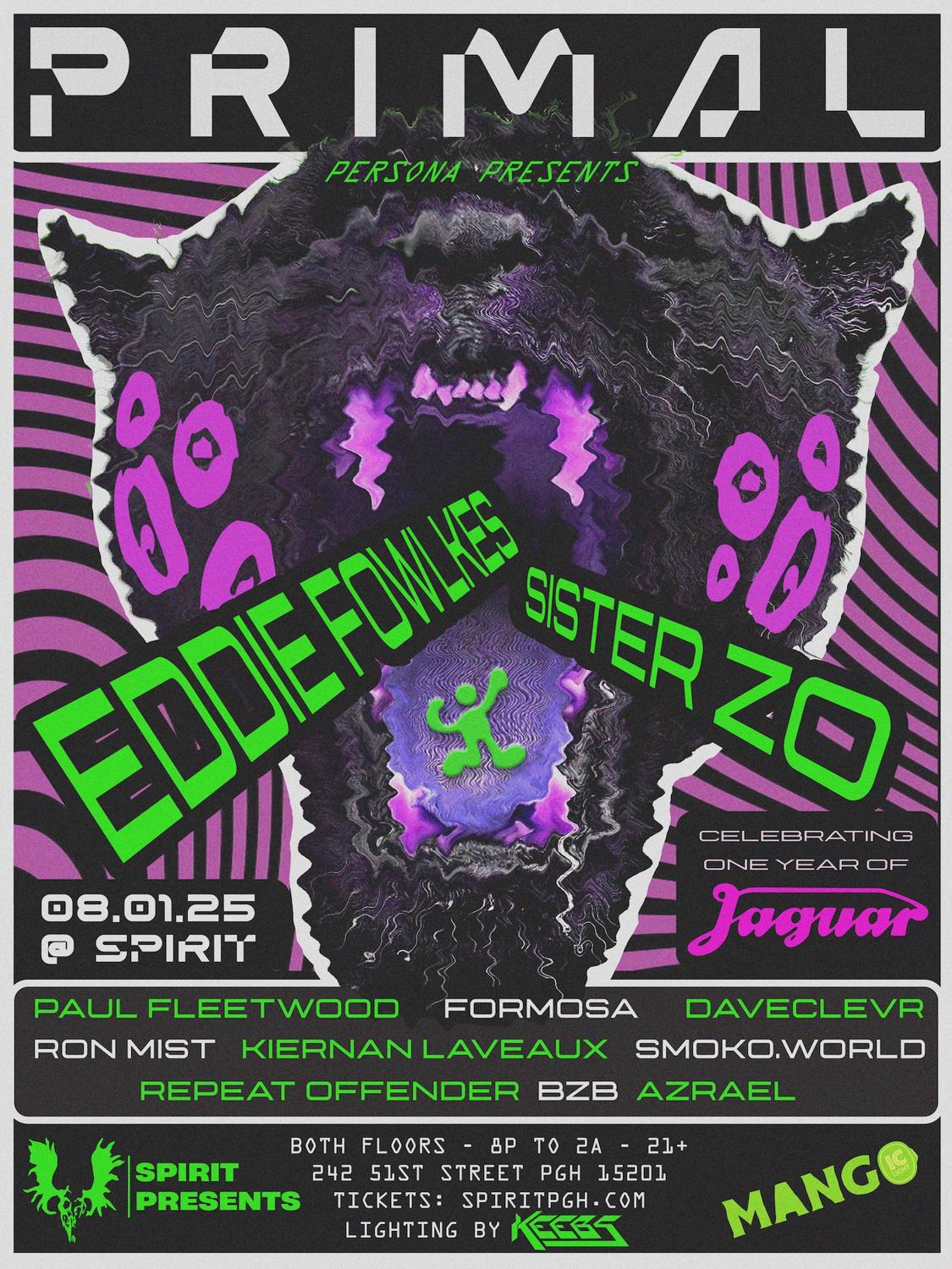 Primal: A One Year Celebration Of Jaguar (With Eddie Fowlkes, Sister Zo + More)