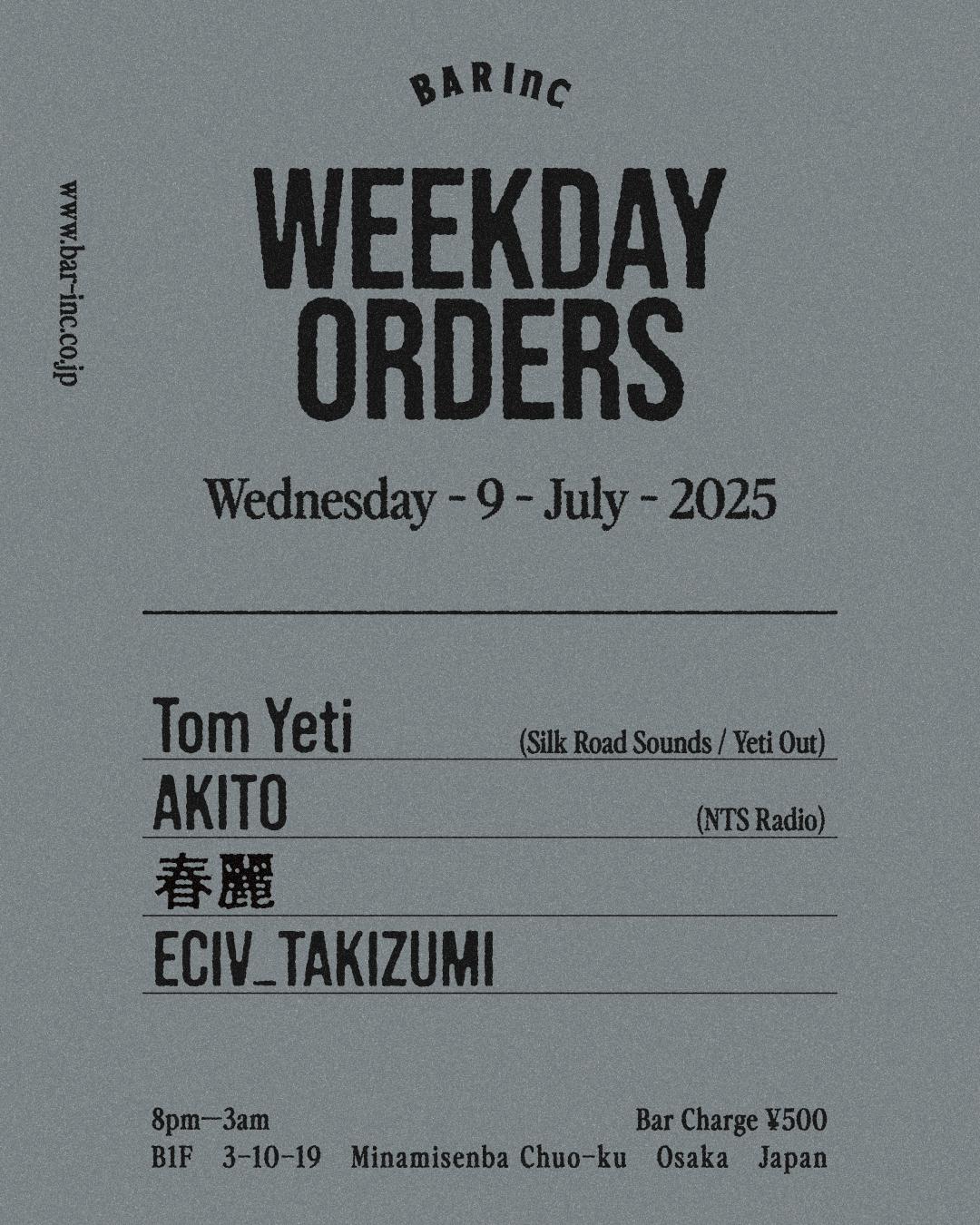 Weekday Orders