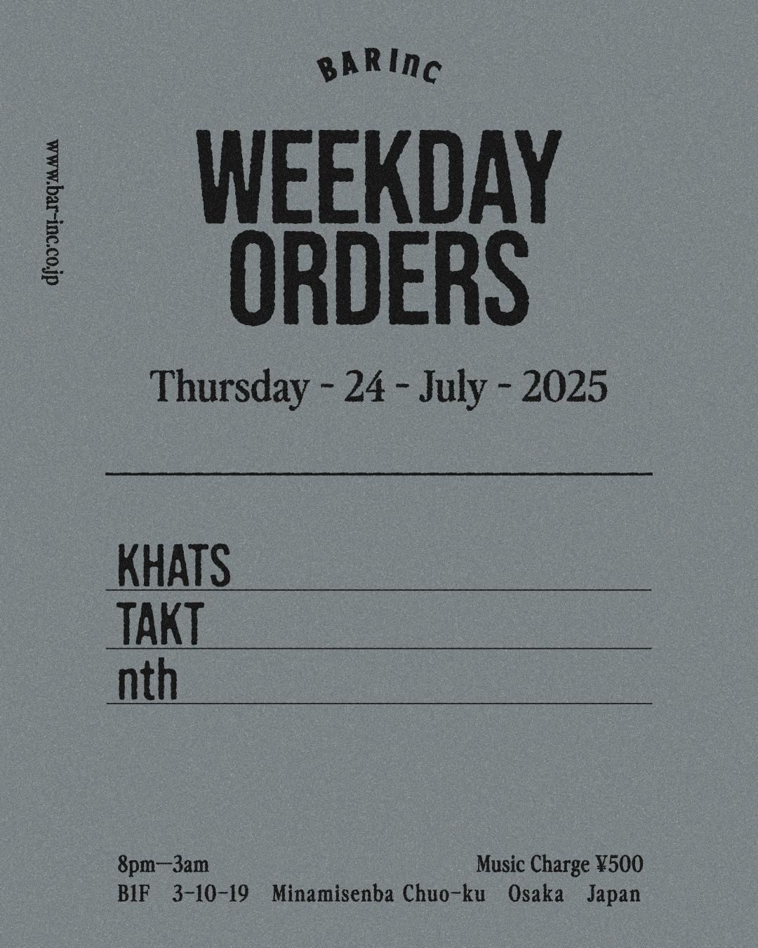 Weekday Orders