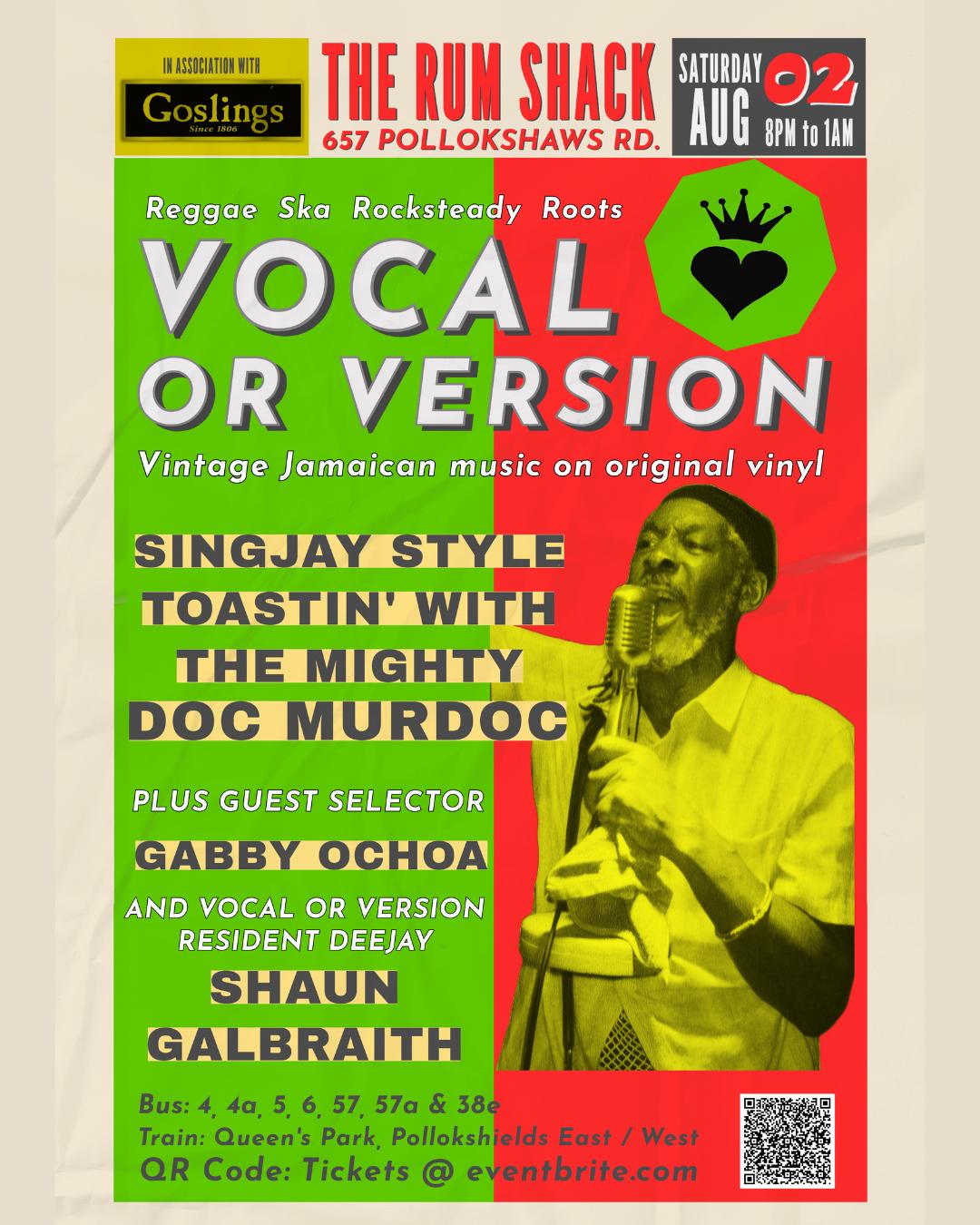 Vocal Or Version Reggae Dance With Doc Murdoc & Gabby Ochoa **Govanhill Festival Event**