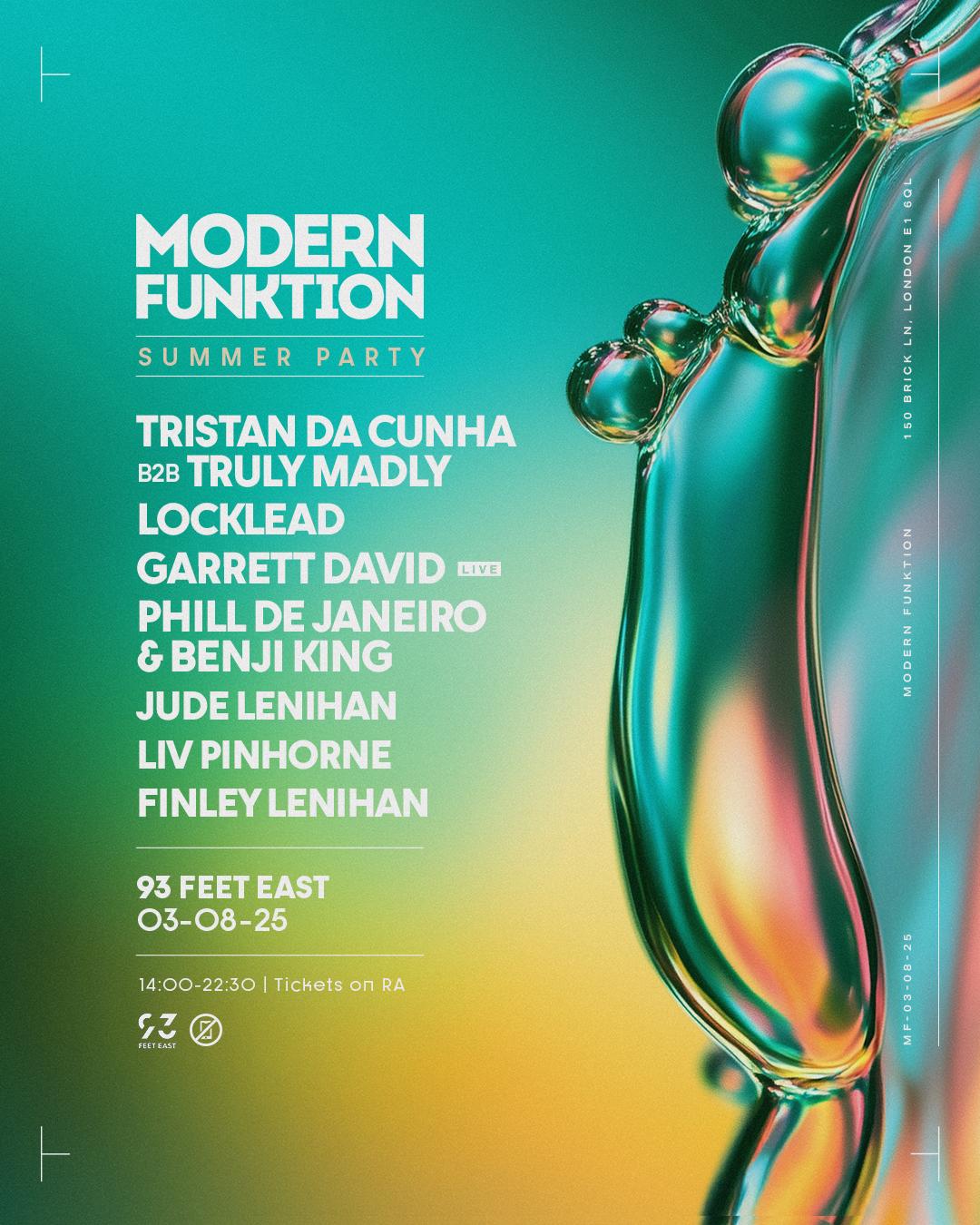 Modern Funktion - 'Summer Party' W/ Tristan Da Cunha, Truly Madly, Locklead, Garrett David