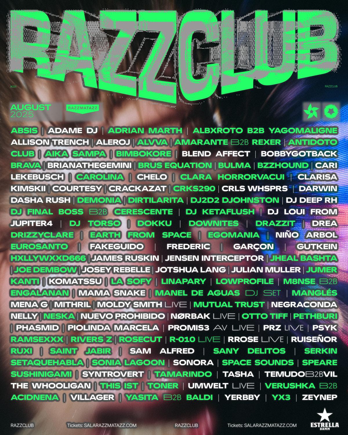 Razzclub: Cari Lekebusch, Tasha, Villager, Clarisa Kimskii, Prz Live