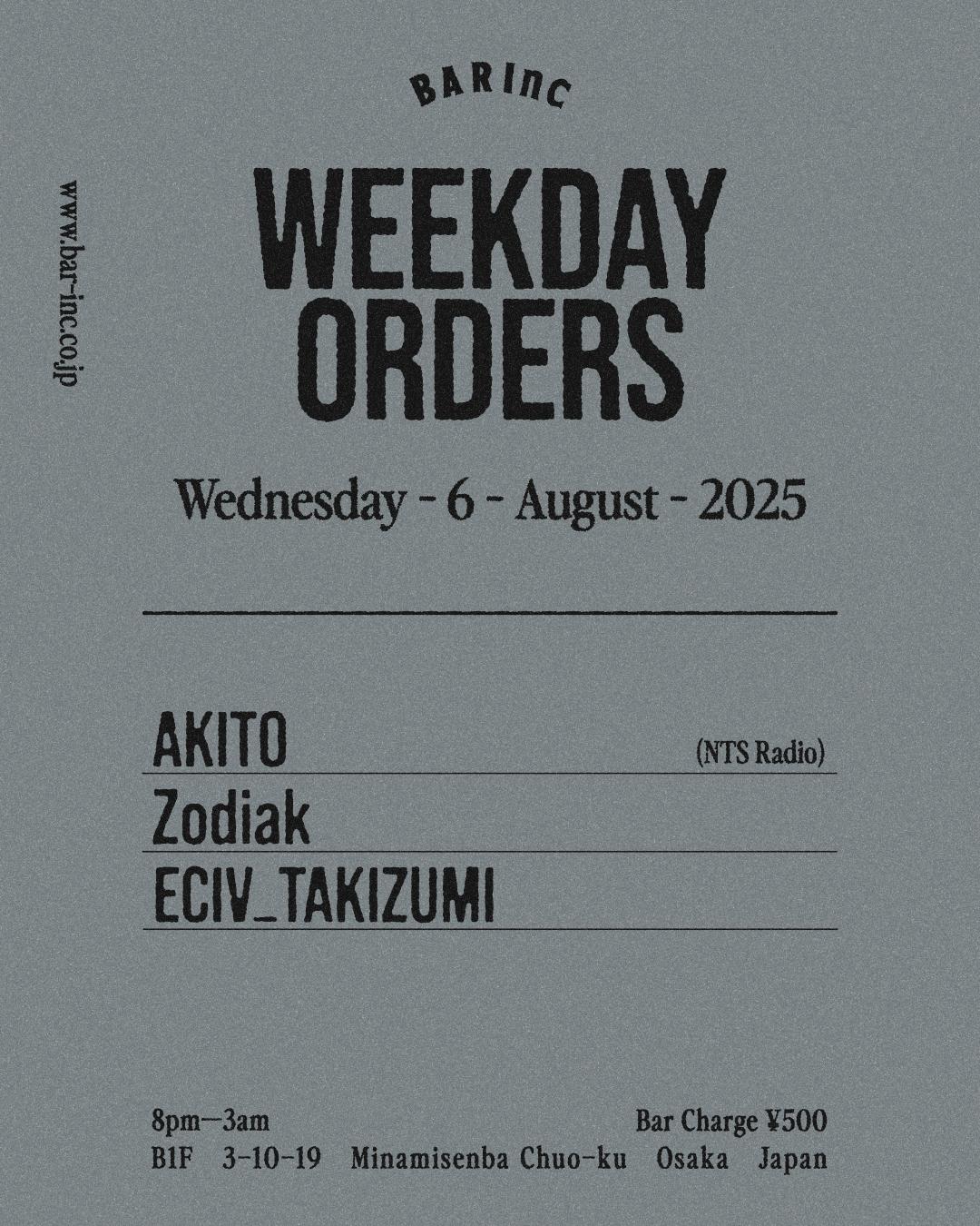 Weekday Orders