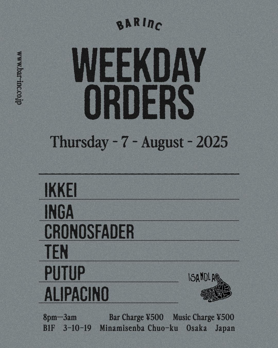 Weekday Orders