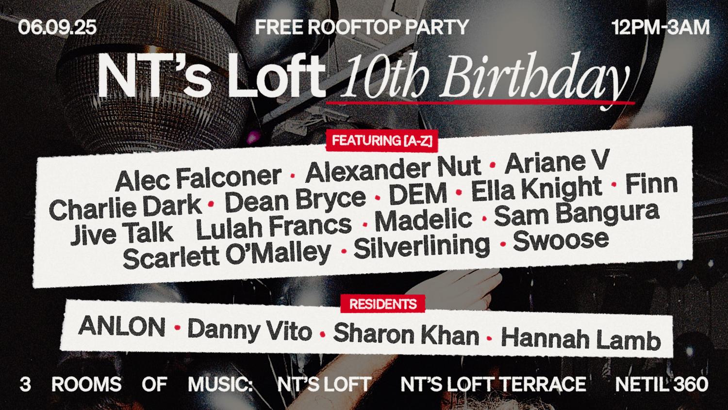 Nt'S Loft 10Th Birthday: Free Rooftop Party