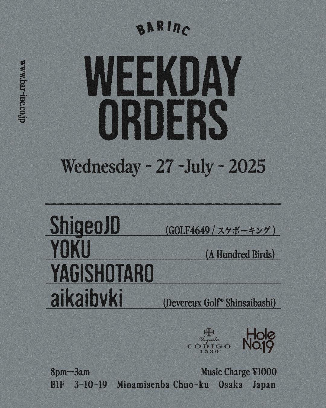 Weekday Orders