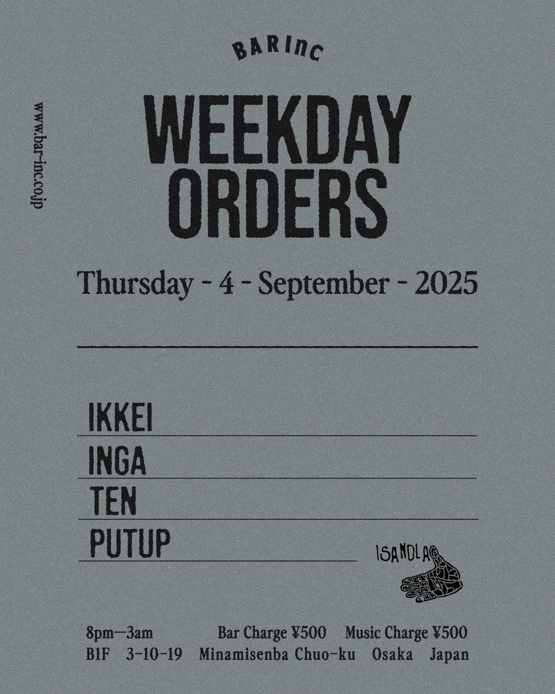 Weekday Orders