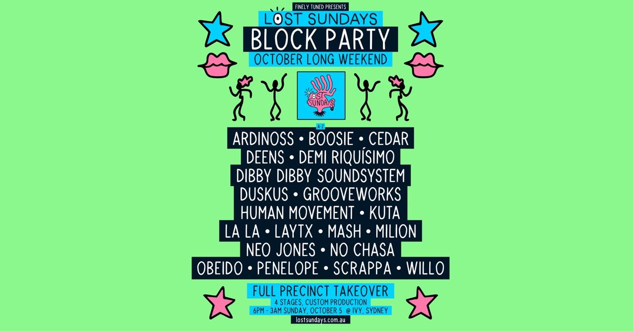Lost Sundays Block Party - October 5 [Labour Day Long Weekend]