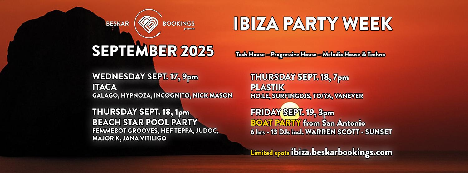 Beskar Bookings Ibiza Party Week: Itaca