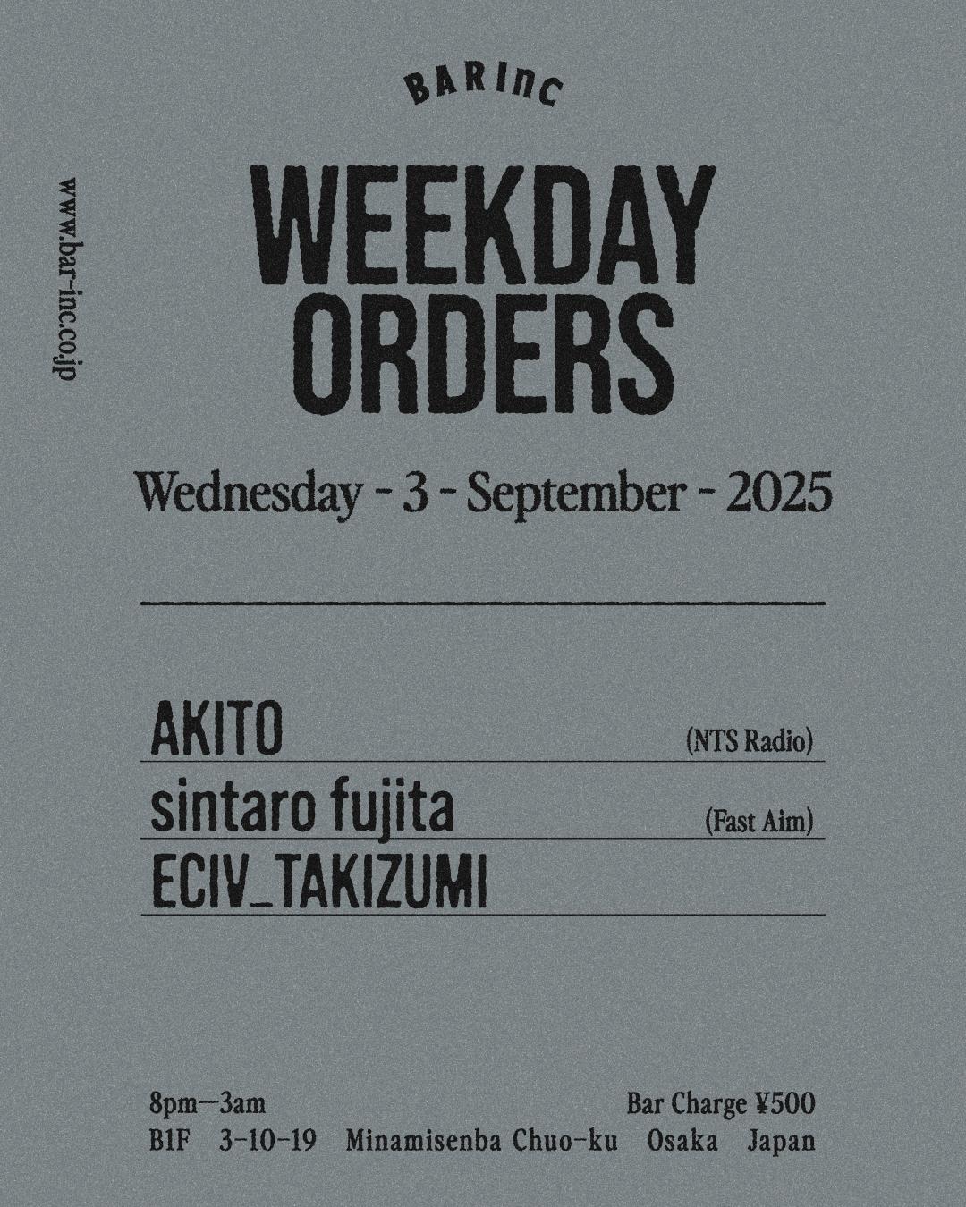 Weekday Orders