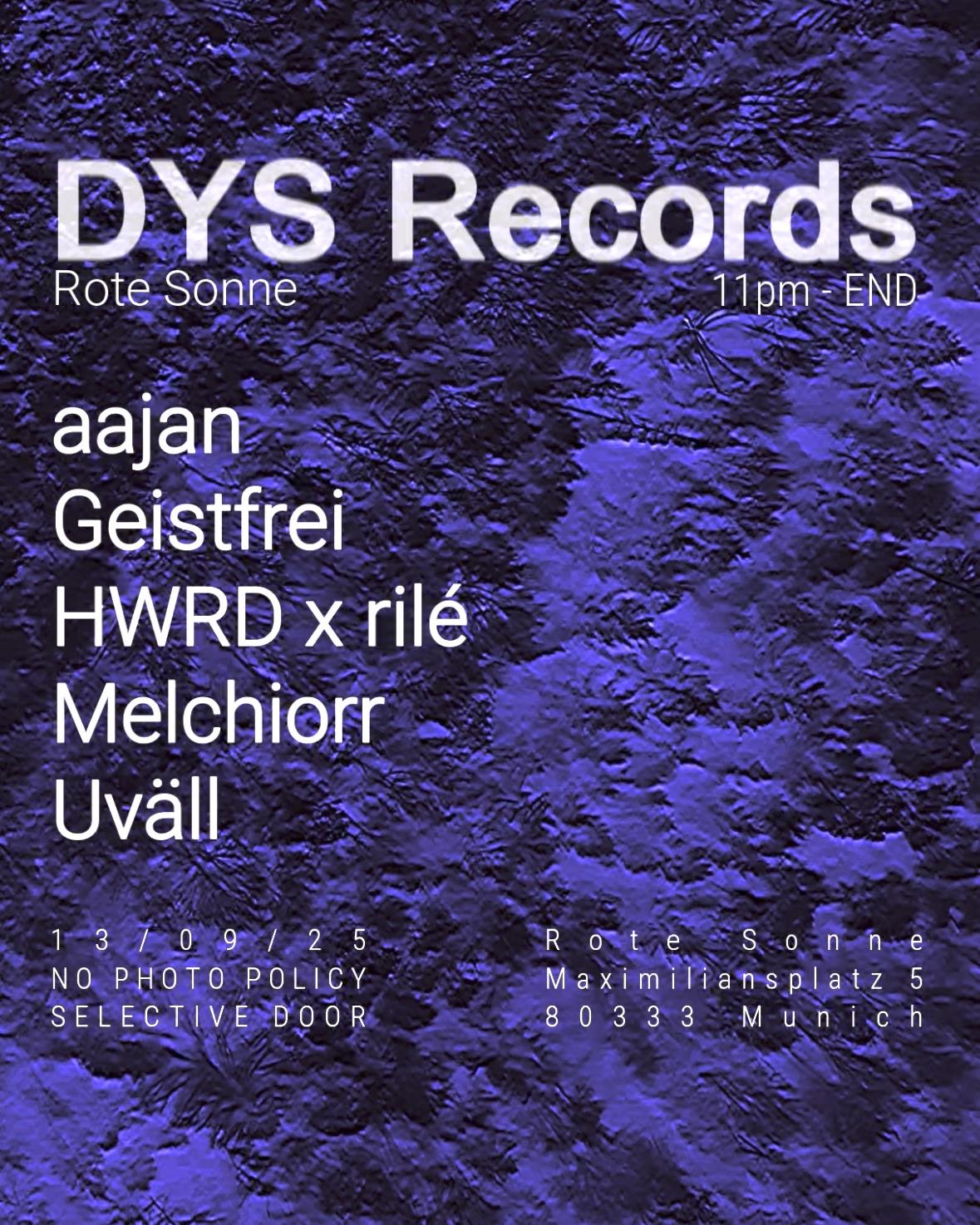Dys Records X Rote Sonne With Uväll & Geistfrei