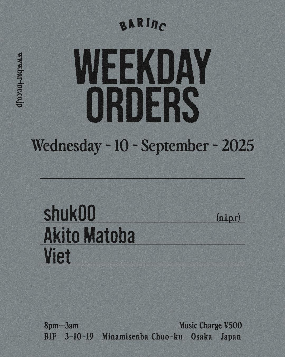 Weekday Orders