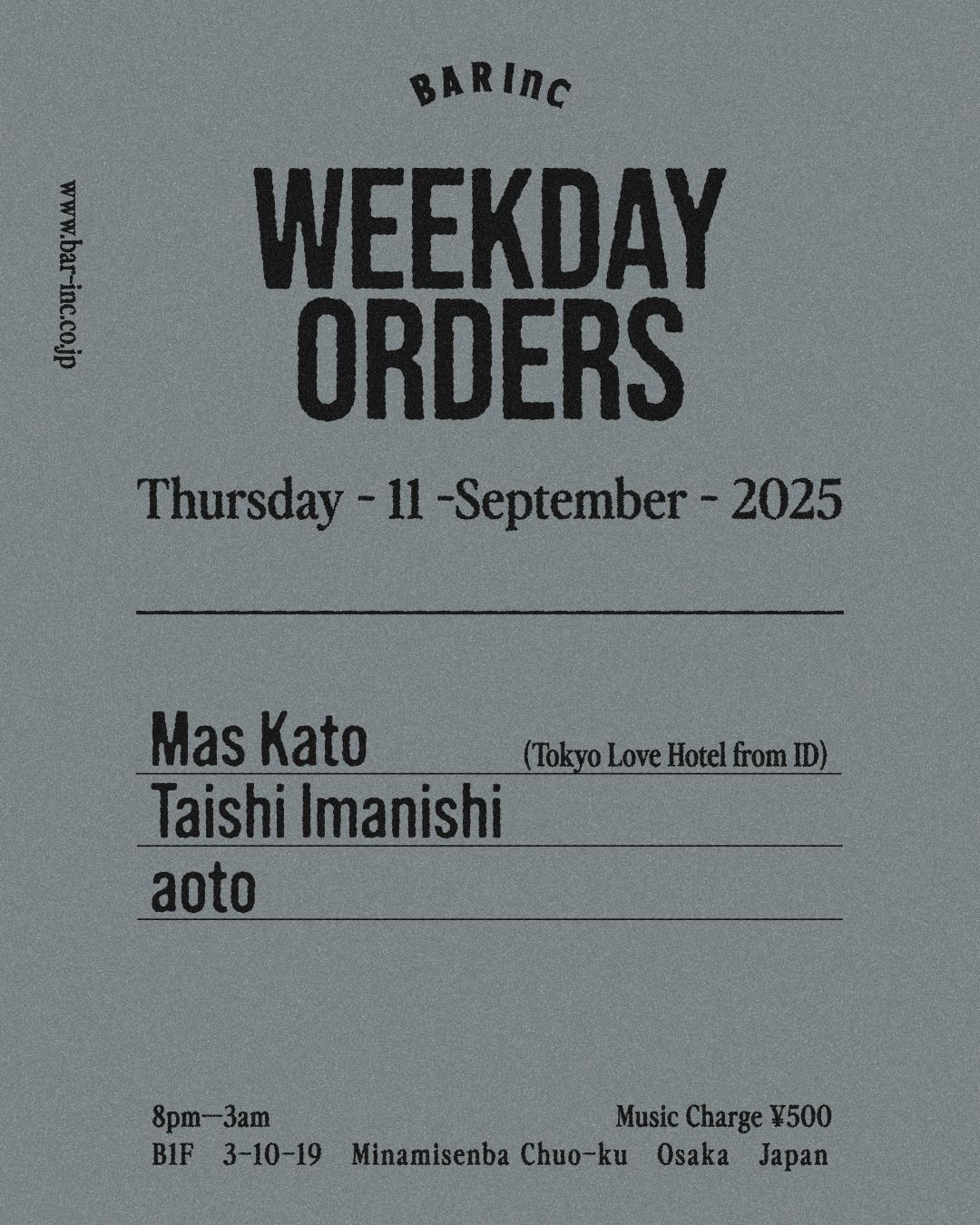 Weekday Orders