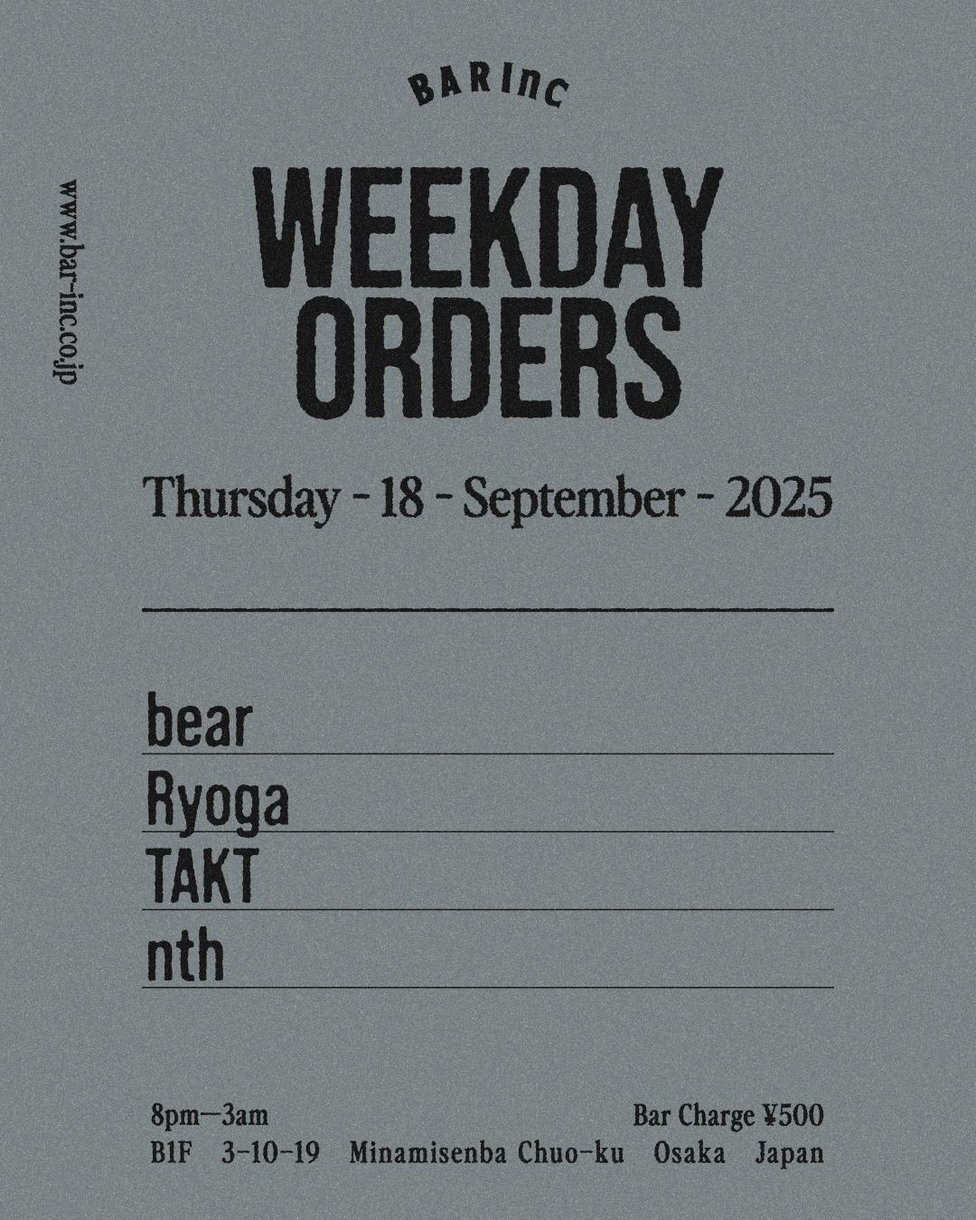 Weekday Orders