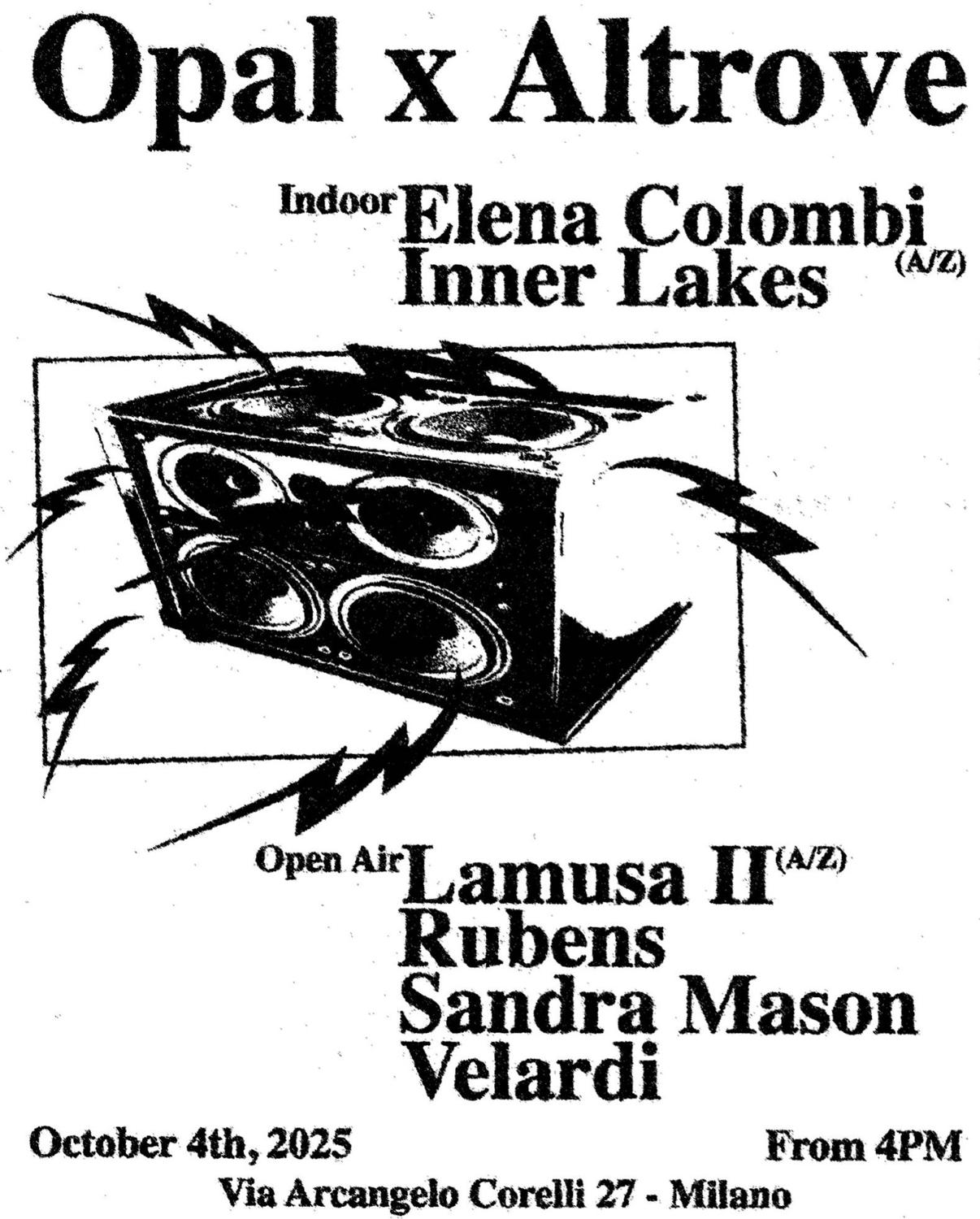Opal X Altrove: Elena Colombi, Inner Lakes, Velardi, Lamusa Ii, Sandra Mason, Rubens
