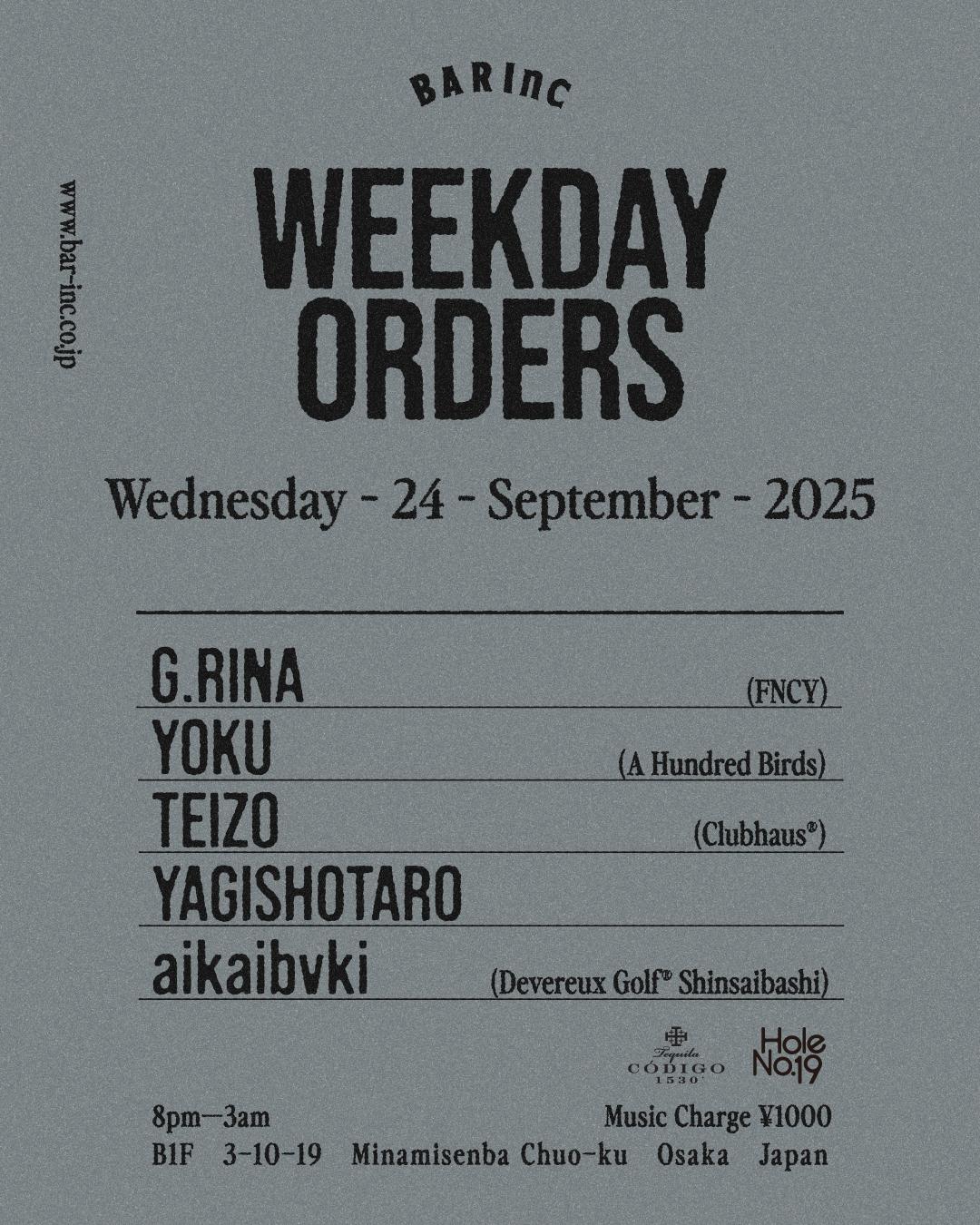 Weekday Orders