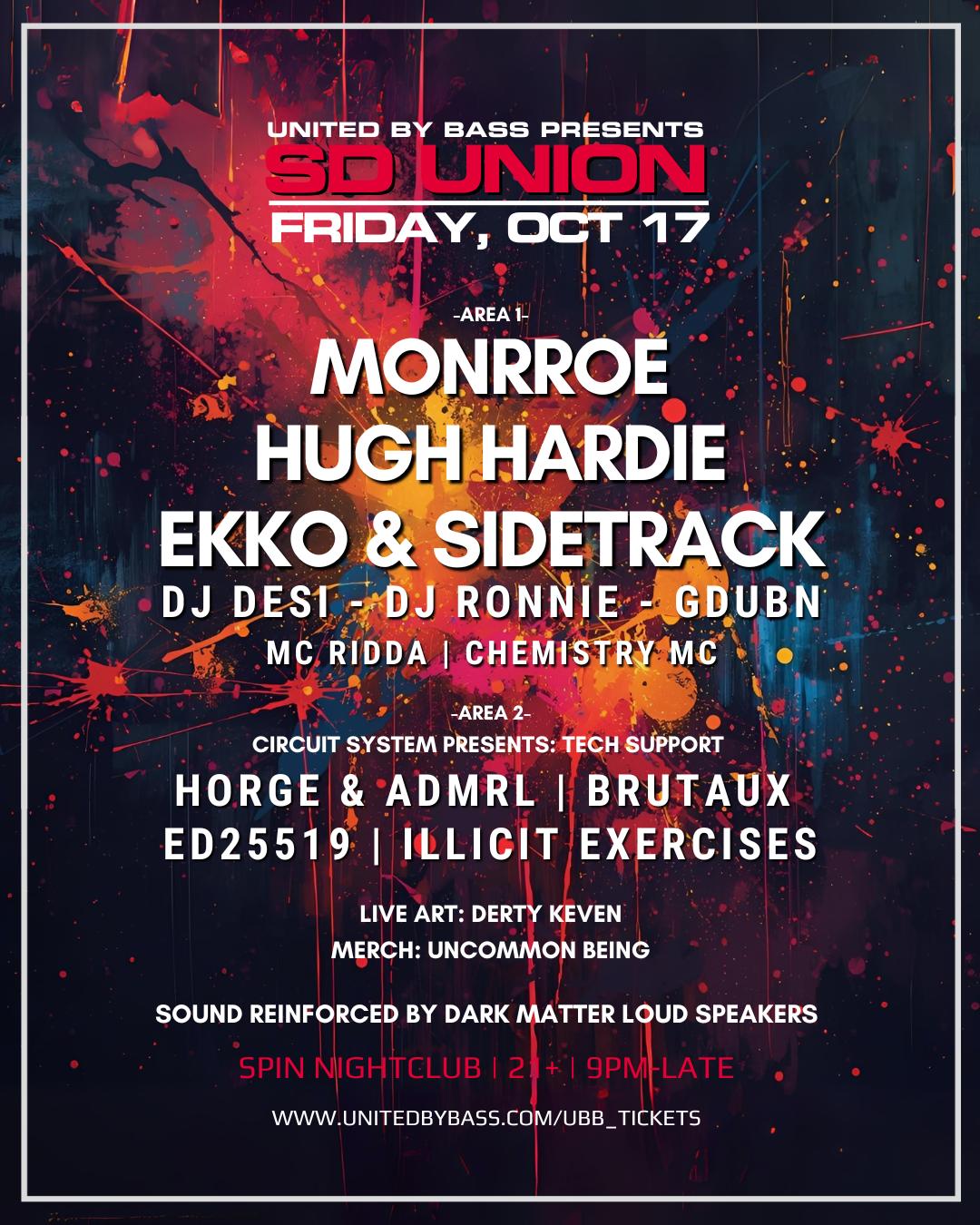Sd Union With Monrroe + Hugh Hardie + Ekko & Sidetrack