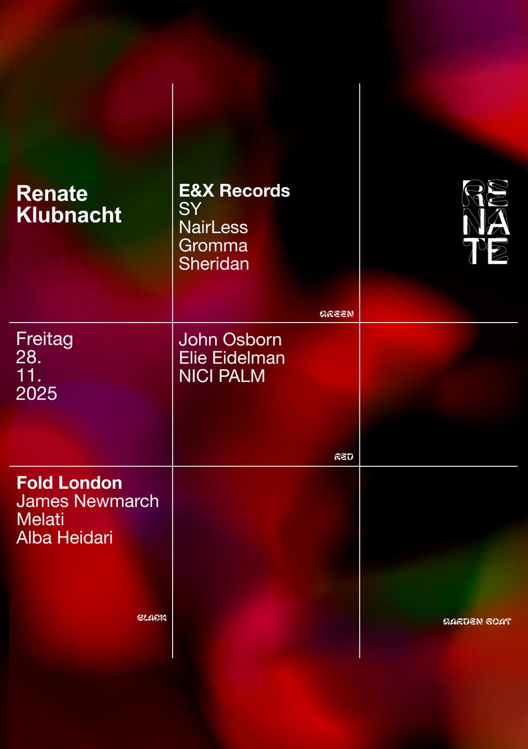 Renate X Fold London: James Newmarch, Alba Heidari, Melati, John Osborn, Kdema, Nika J, Inner