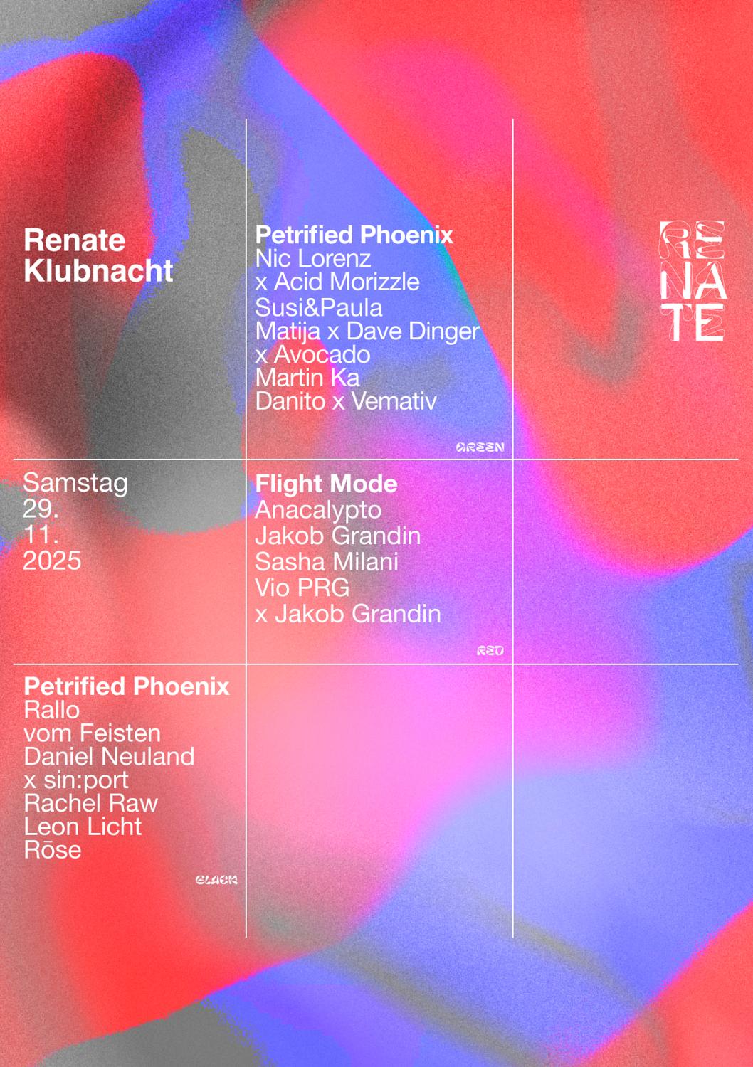 Renate Klubnacht W Vio Prg, Anacalypto, Jakob Grandin, Sasha Milani, Petrified Phoenix
